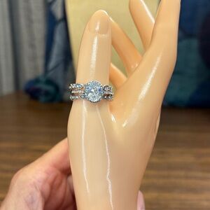 Dazzling Women's Silver Tone Ring Set with Clear Stones